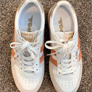 Gola Classic White and Orange Trainers